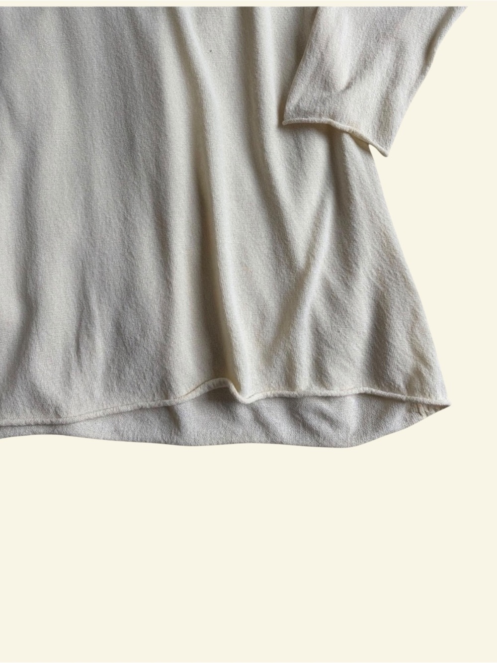 F. by Faconnable Vintage Y2K Slinky Knit Tunic Sweater M Cream Long Sleeve Rayon - Picture 4 of 8